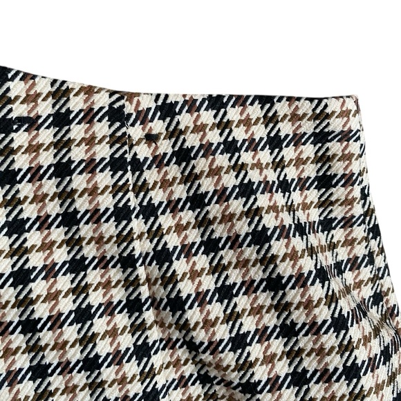 Who What Wear Houndstooth Plaid Straight Leg Pants Front Zip Brown Black 4 - Picture 7 of 8